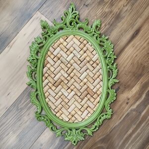 Custom Made Green Ornate Oval Wine Cork Corkboard